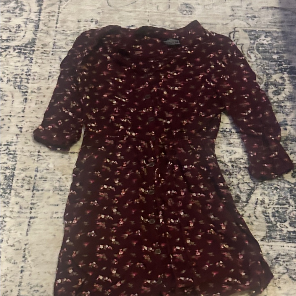 Angie Burgundy Floral Kids Dress